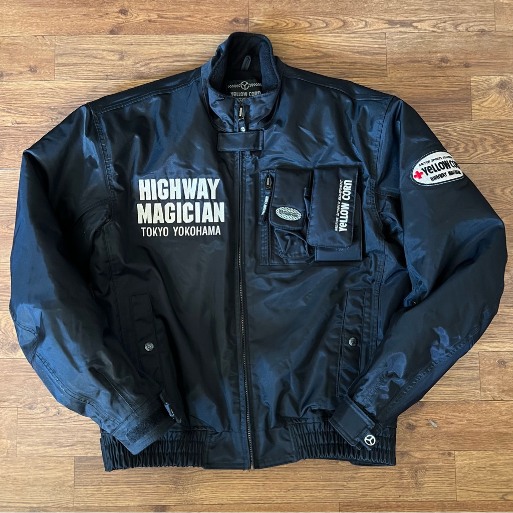 Yellow Corn Vintage Sledge Hammer Highway Motorcycle Black Jacket Size Ll